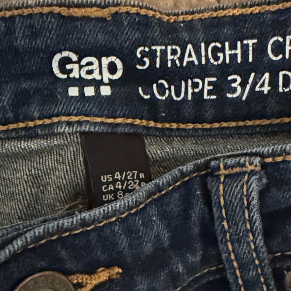 GAP Straight Crop Coupe 3/4 Ankle Jeans in Dark Blue Size US 4/27 - Picture 5 of 8